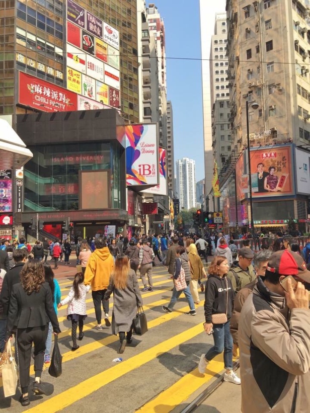 Crossing the Causeway Bay shopping street